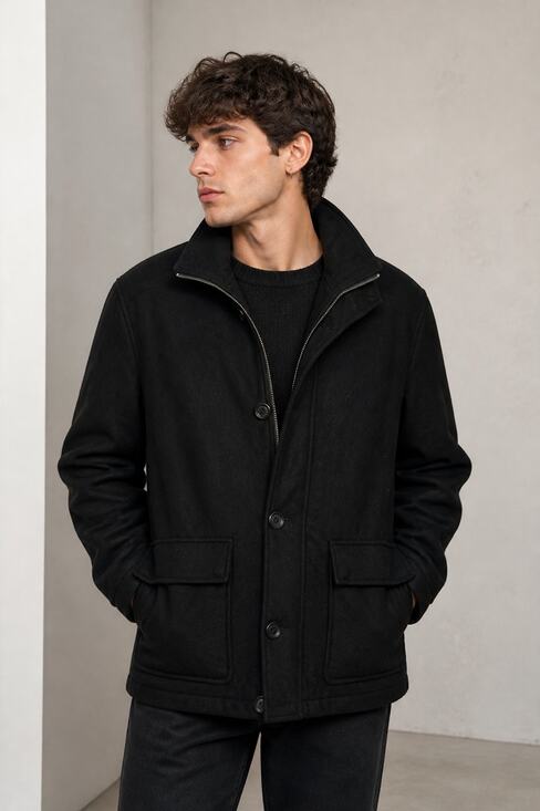 Guess Other - Guess Black Wool Blend Men's Jacket Size XL